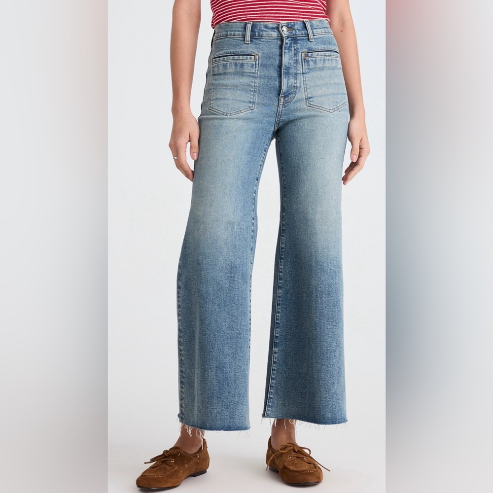 NEW Madewell Flared Wide-Leg Crop Jeans NWT Shalimar Wash - Picture 2 of 5